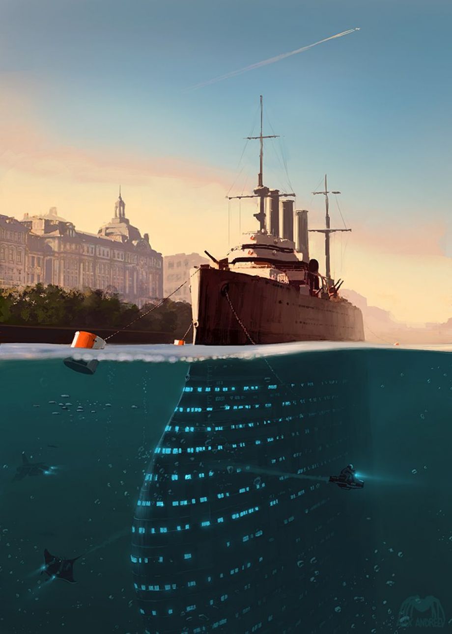 Петербургский художник изобразил подводную часть крейсера 